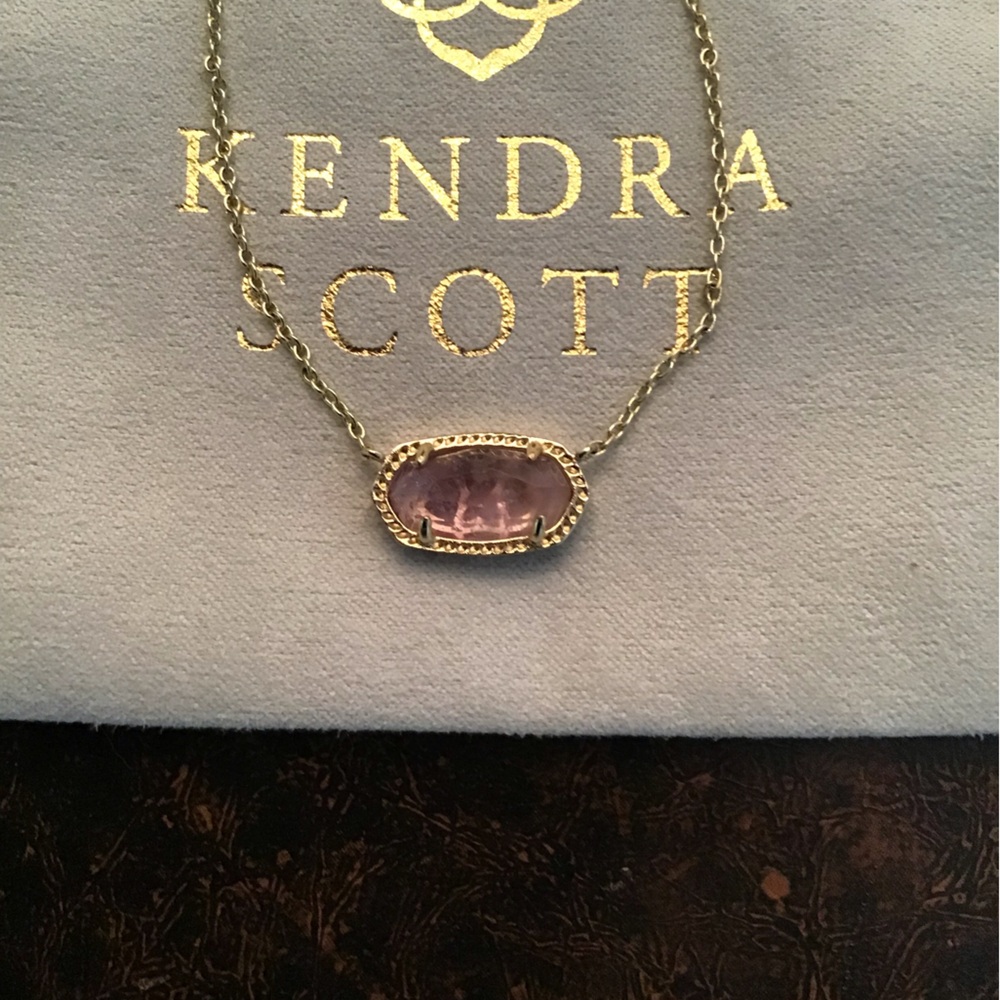 Set of Kendra Scott Elisa Gold Pendant Necklace in Rose Quartz bundle